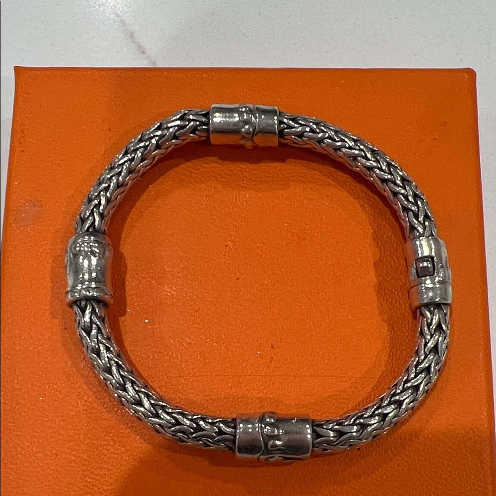 John Hardy  Silver Braided Bracelet with stations